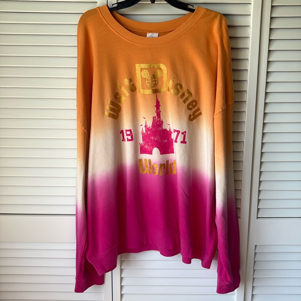 NWT Disney World 1971 Orange Pink Ombré Sweatshirt 2X